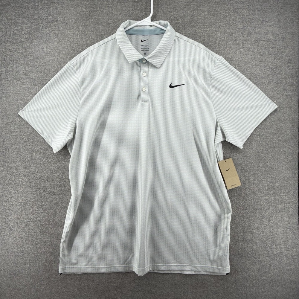 Nike Dri Fit Golf Polo Shirt Men Size XL Light Blue Striped Short Sleeve NEW $80
